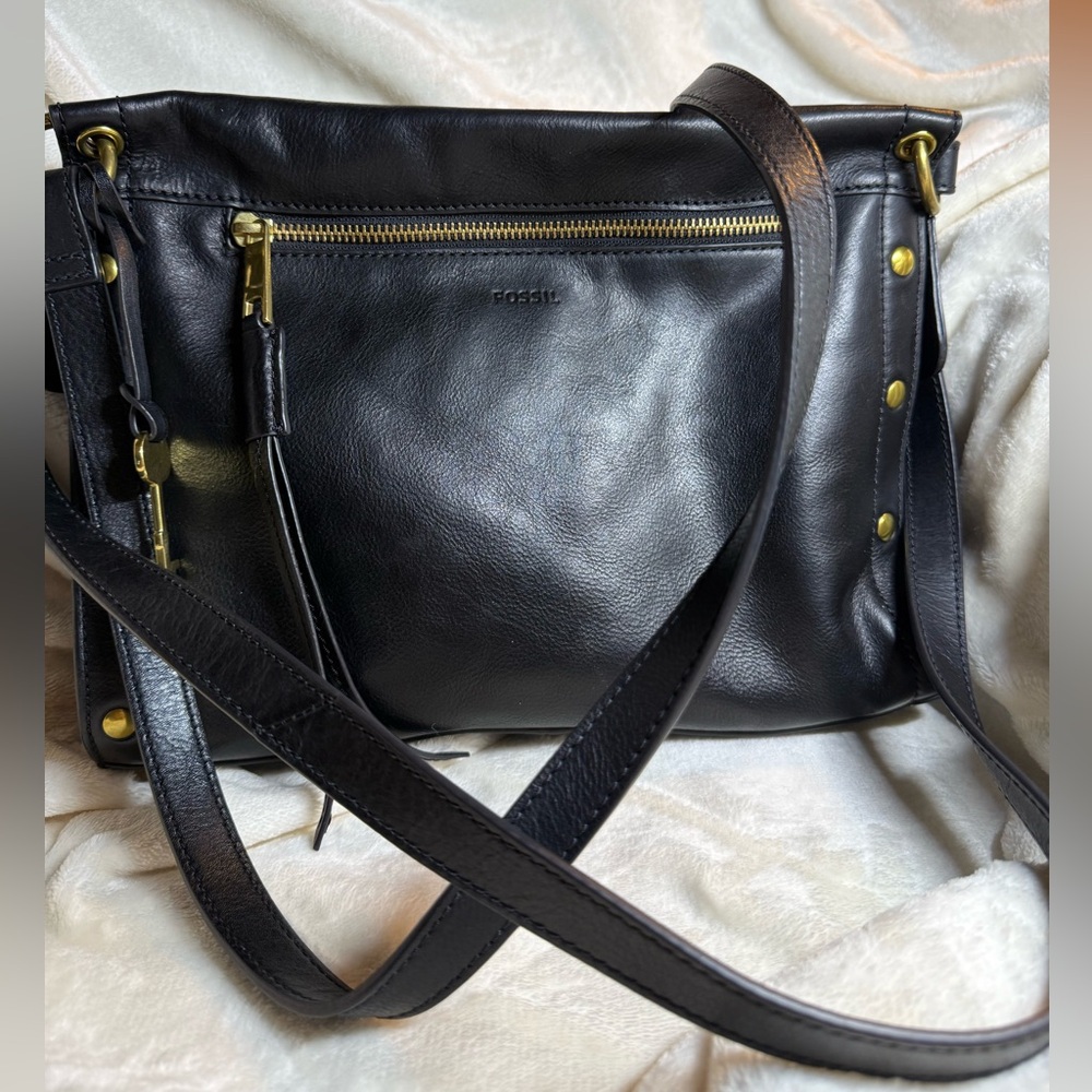 Fossil Black Leather Shoulder Bag